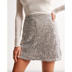 NWT Abercrombie & Fitch Scarlett Sequin Mini Skort XXS Silver Skirt